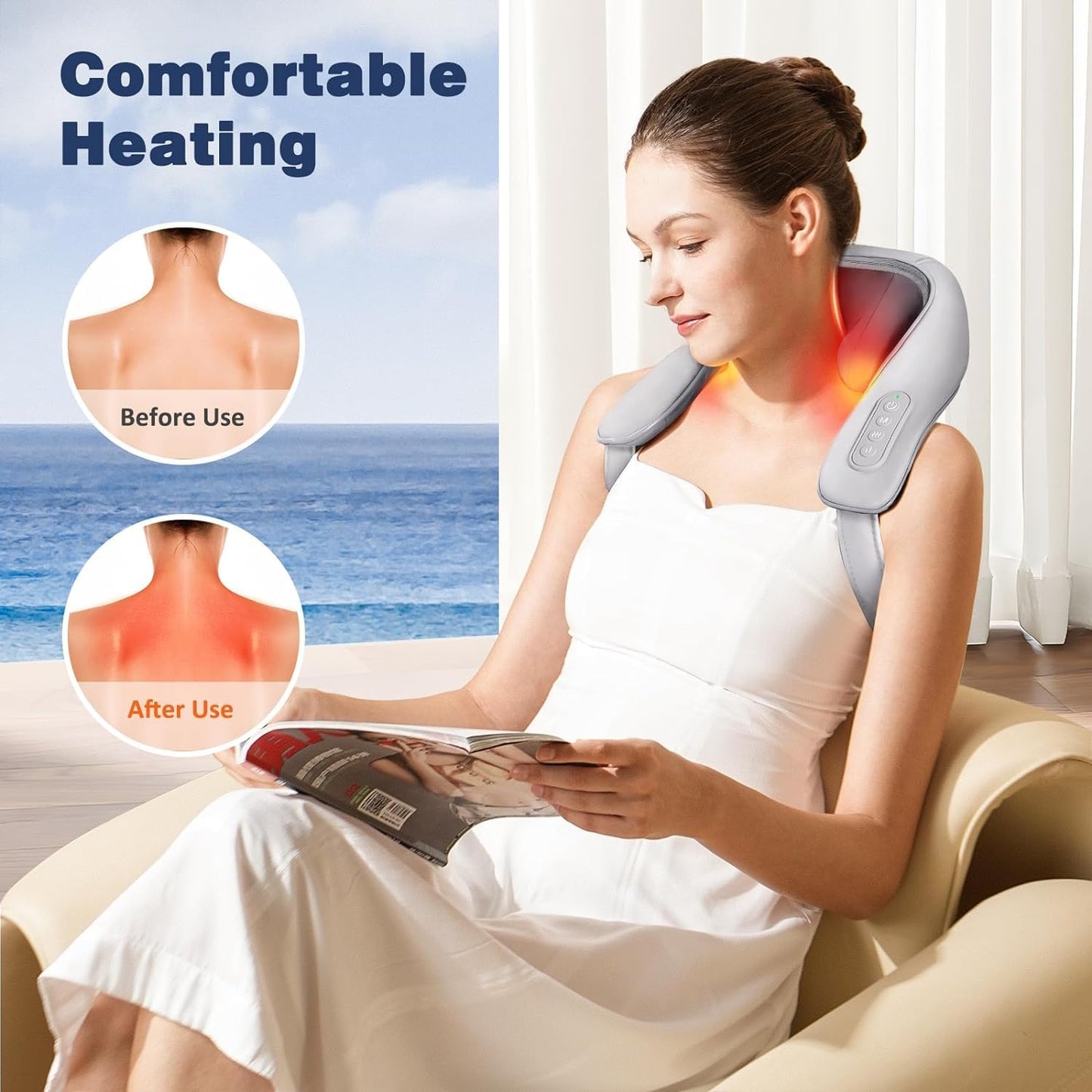 SELLASTIC Neck and Back Massager, Neck Massager with Heating, Body Massager for Body Aches and Pains Relief, Electric Wearable 5D Cervical Neck Massage Machine for Deep Tissue Neck, Back, Shoulders, Waist and Legs