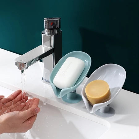 🔥Creative Leaf Shaped Soap Box Drain Soap Holder Punch-free Soap Dish Box Sponge Storage Holder Bathroom Storage Box